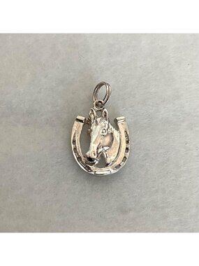 Sterling Silver 925 Horseshoe Horse Equestrian Charm Pendant